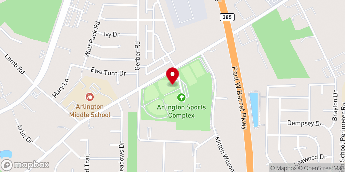 Map showing location of Arlington Sports Complex
