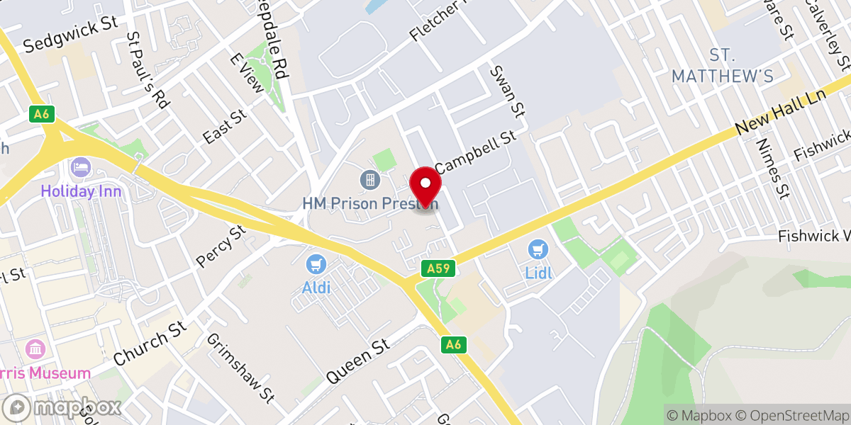 Map showing location of St Mary's Church Preston