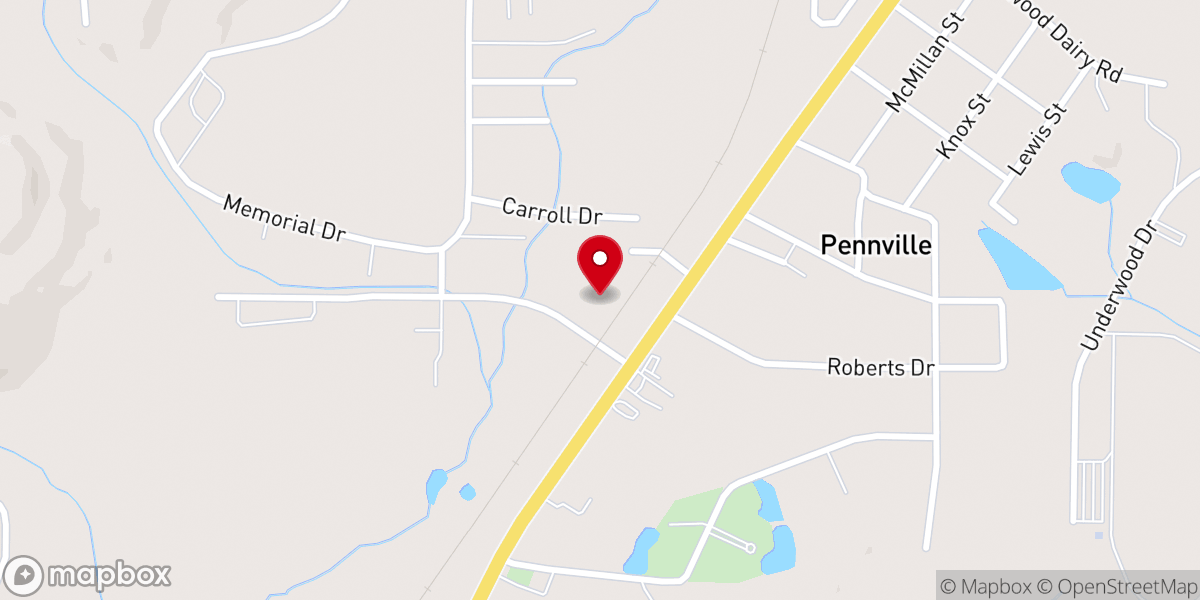 Map showing location of Harmony Baptist Church