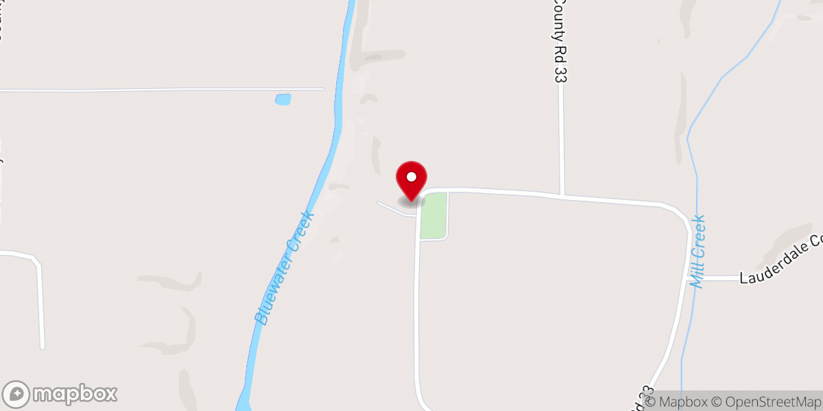 Map showing location of Bluewater Primitive Baptist Church