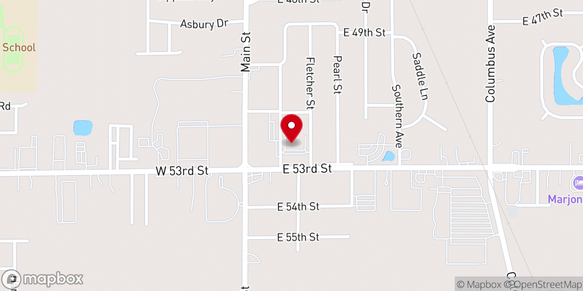 Map showing location of St. John's Lutheran Church