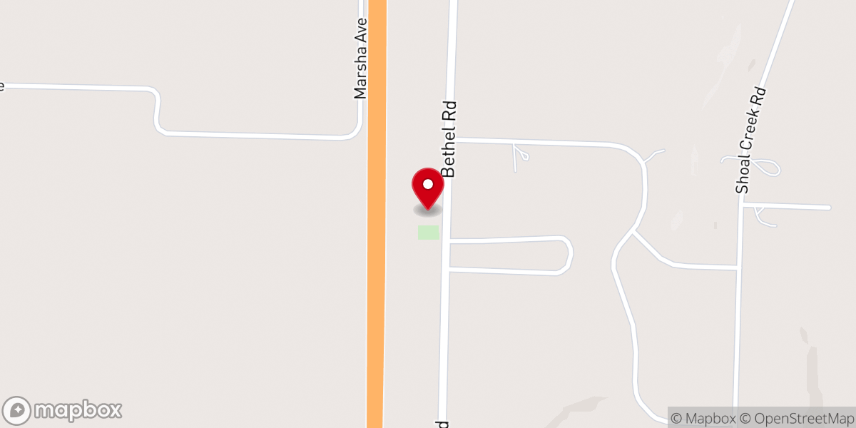 Map showing location of Walnut Grove Baptist Church