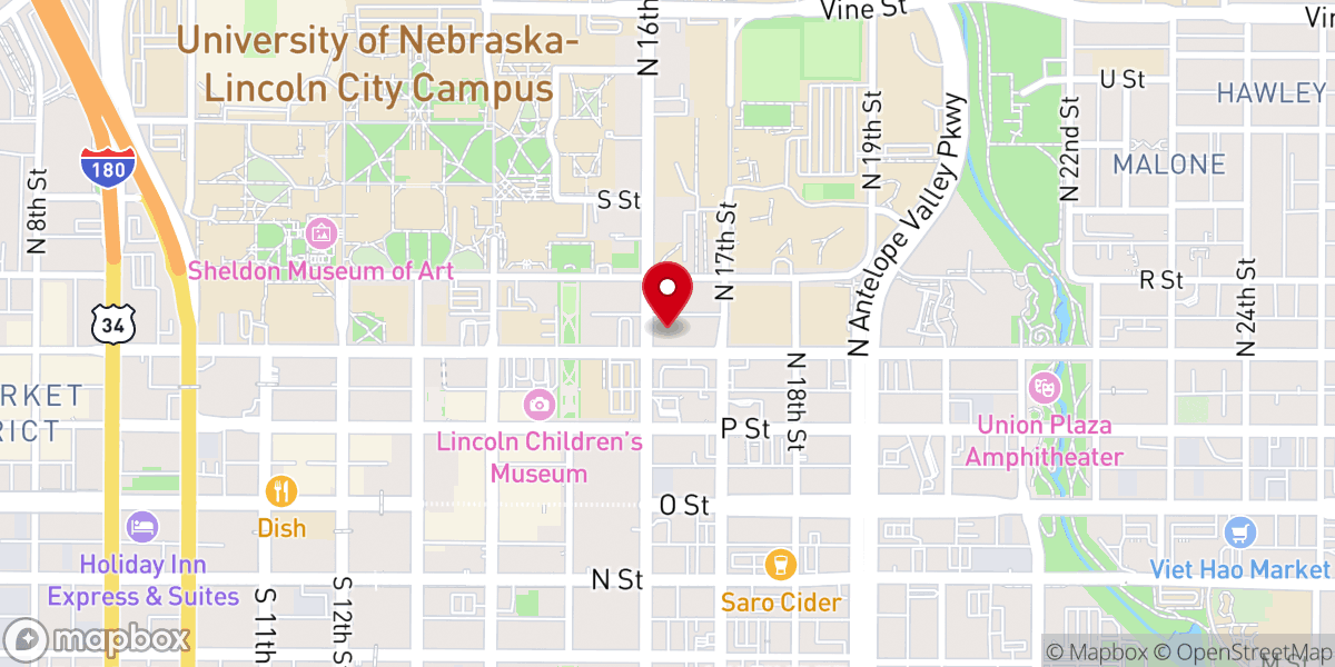 Map showing location of Newman Center – St. Thomas Aquinas Church