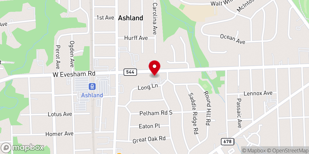 Map showing location of Ashland Church