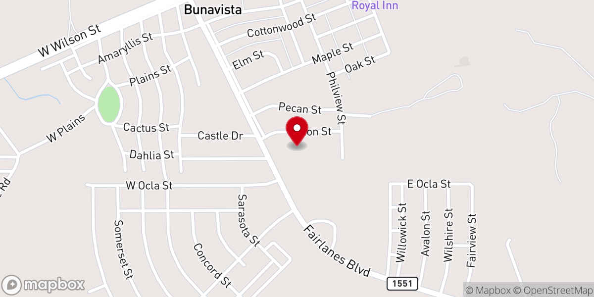 Map showing location of Fairlanes Baptist Church