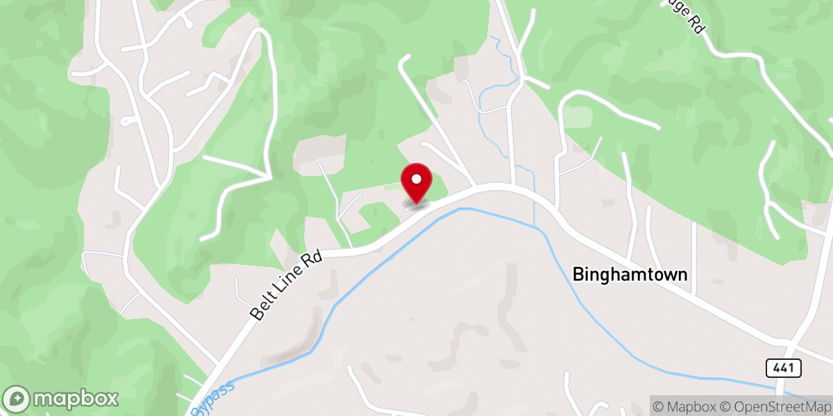 Map showing location of Red Oak Baptist Church