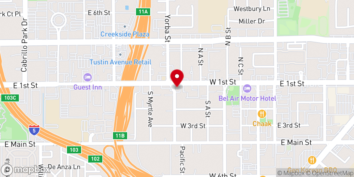 Map showing location of Praise Chapel Tustin