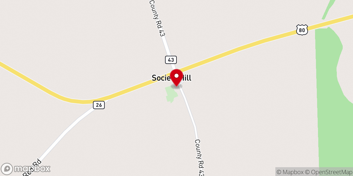 Map showing location of Society Hill Baptist Church