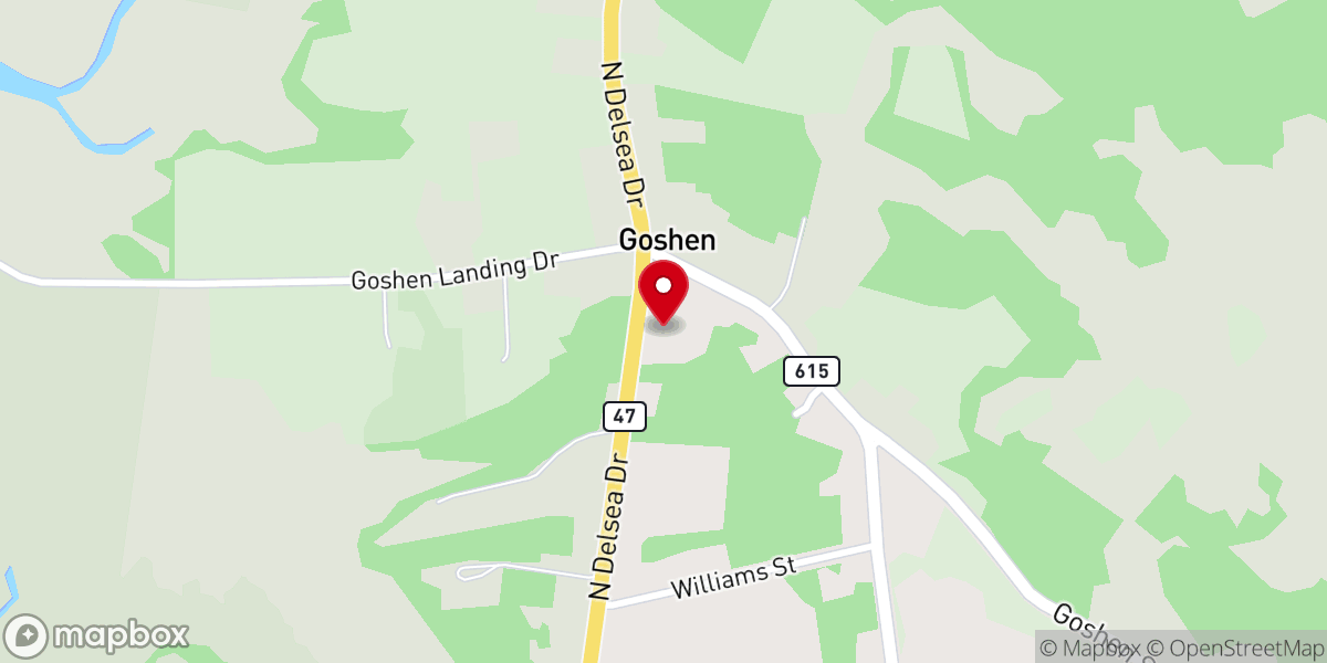 Map showing location of Immanuel Baptist Church of Goshen