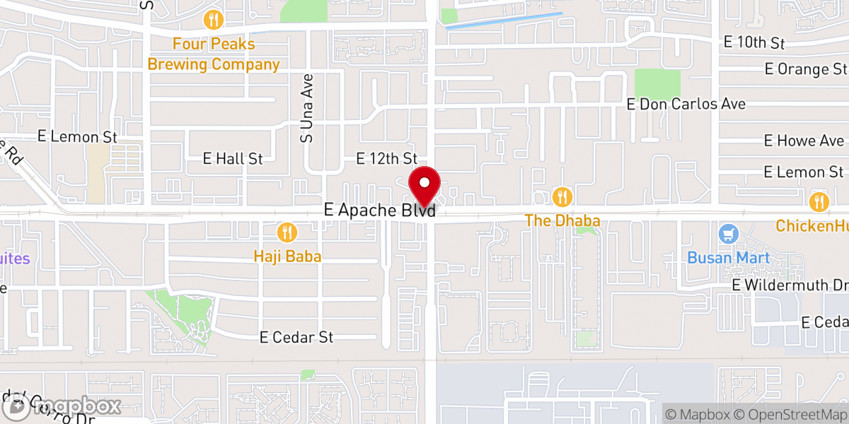 Map showing location of Tempe Life Church