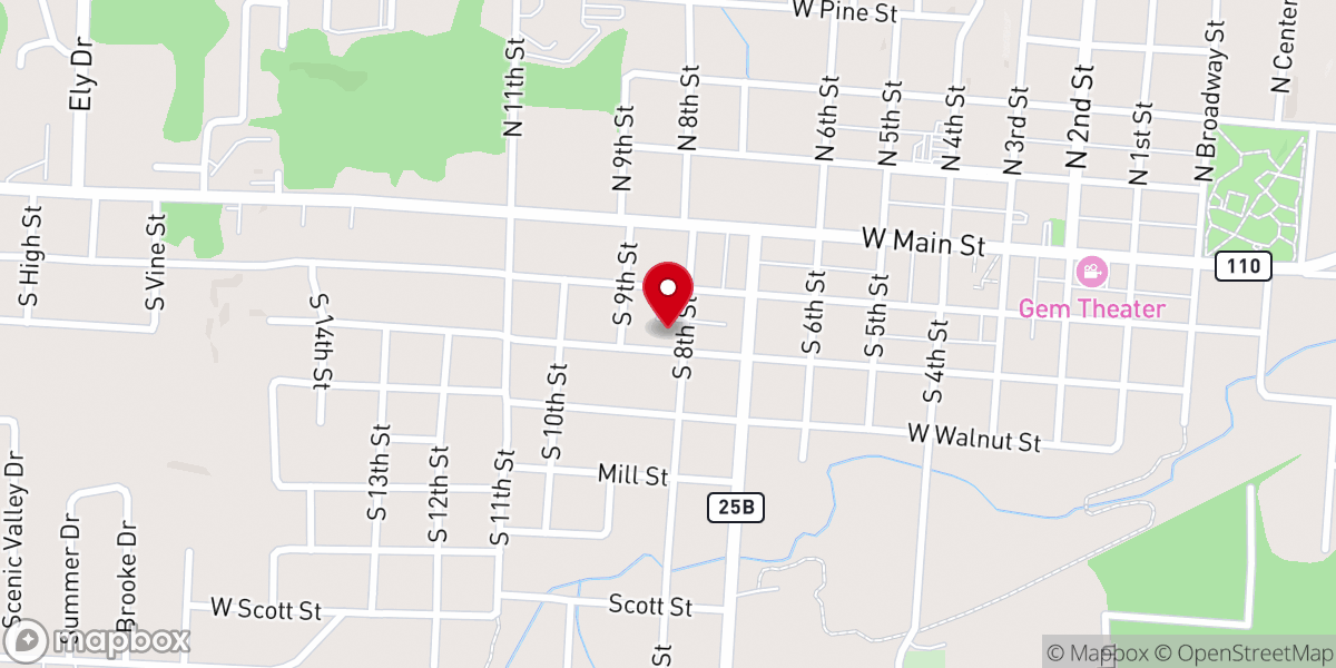 Map showing location of Church of the Nazarene