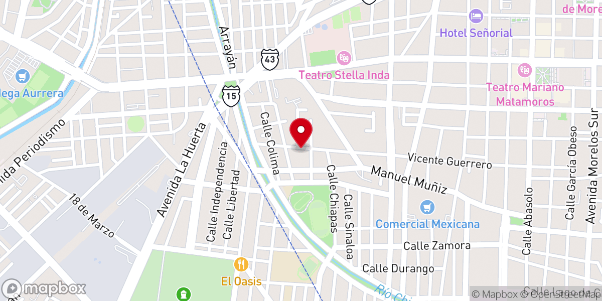 Map showing location of Templo Evangelico