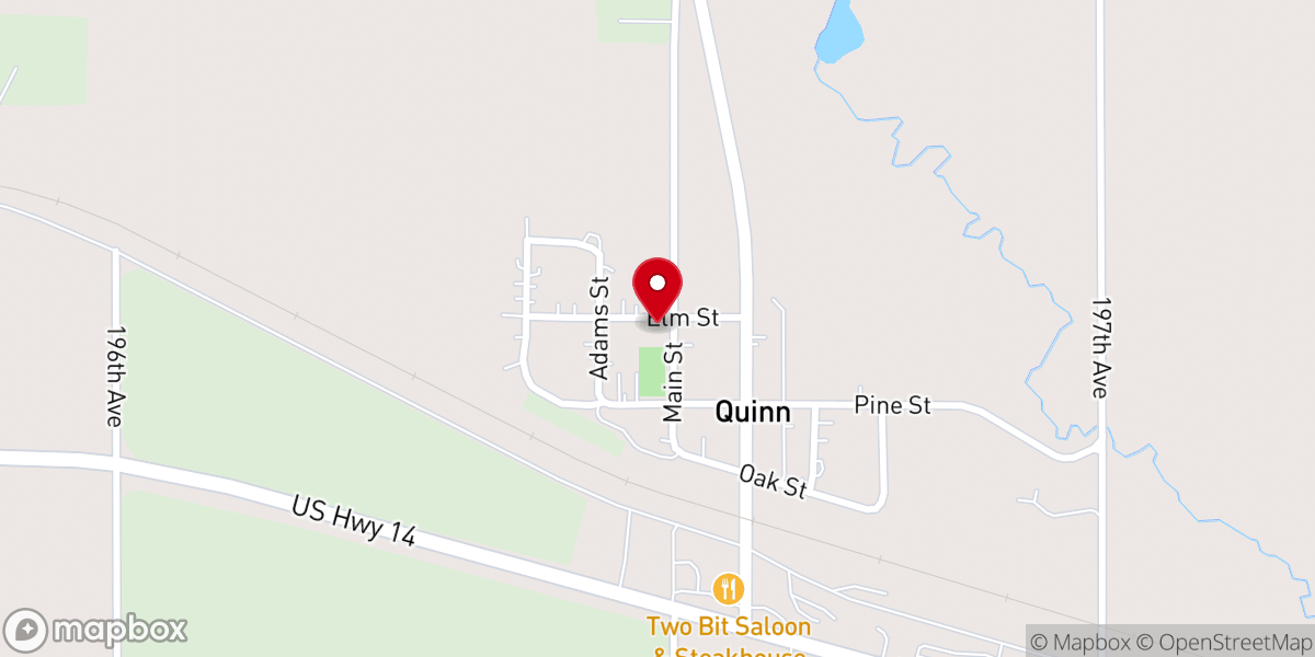 Map showing location of Quinn Methodist Church