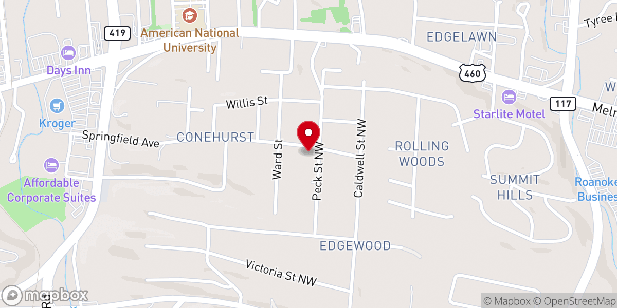Map showing location of Pentecostal Holiness Church