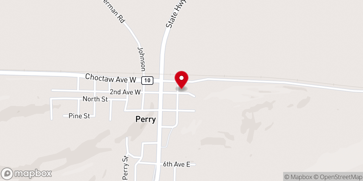 Map showing location of Bible Baptist Church in Perry, Arkansas