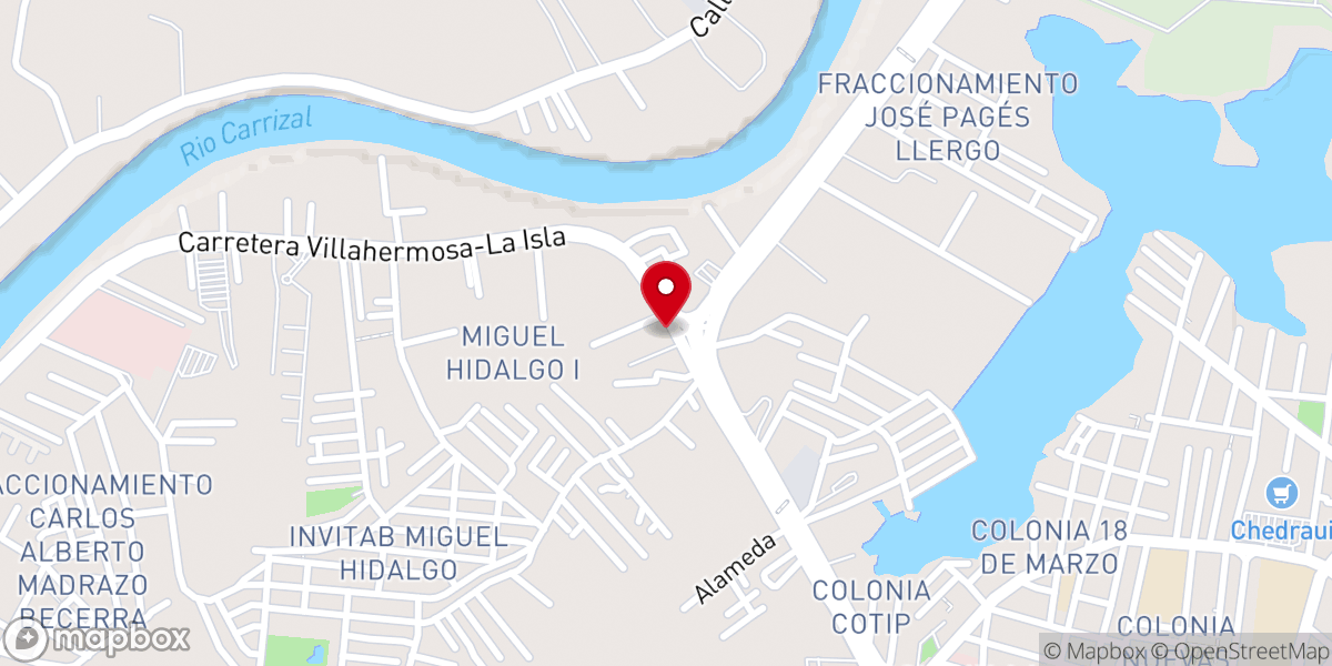 Map showing location of Rectoria Virgen del Carmen