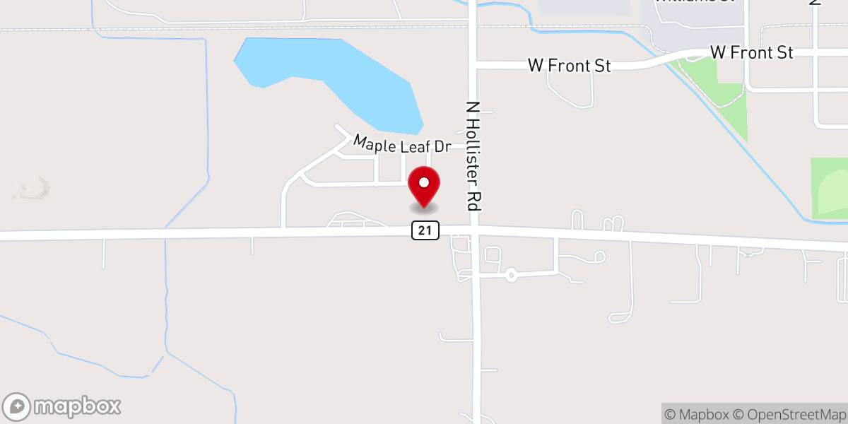 Map showing location of Ovid Bible Church