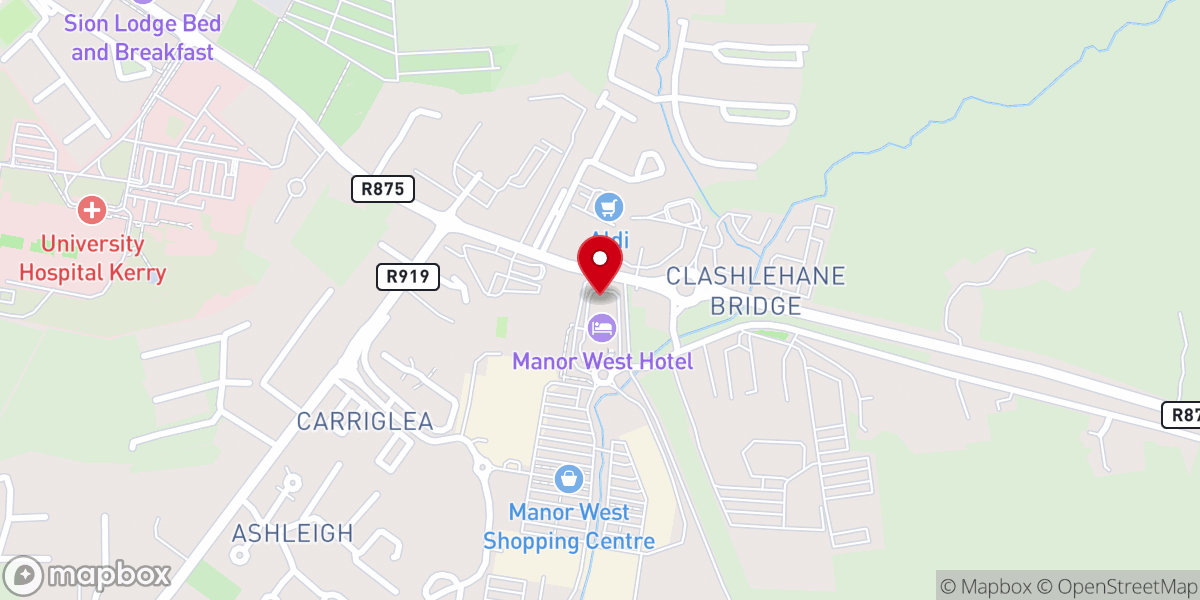 Map showing location of Manor West Hotel
