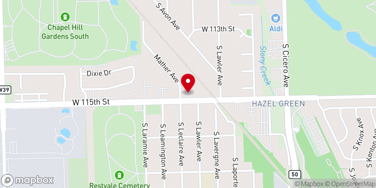 Map showing location of Hazel Green Baptist Church