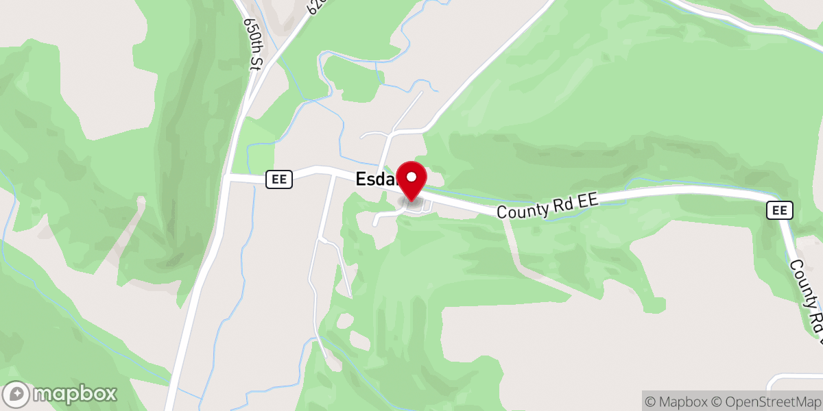 Map showing location of Esdaile Lutheran Church