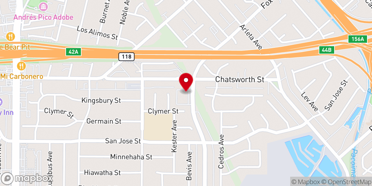 Map showing location of L.A. Banquets - The Landmark