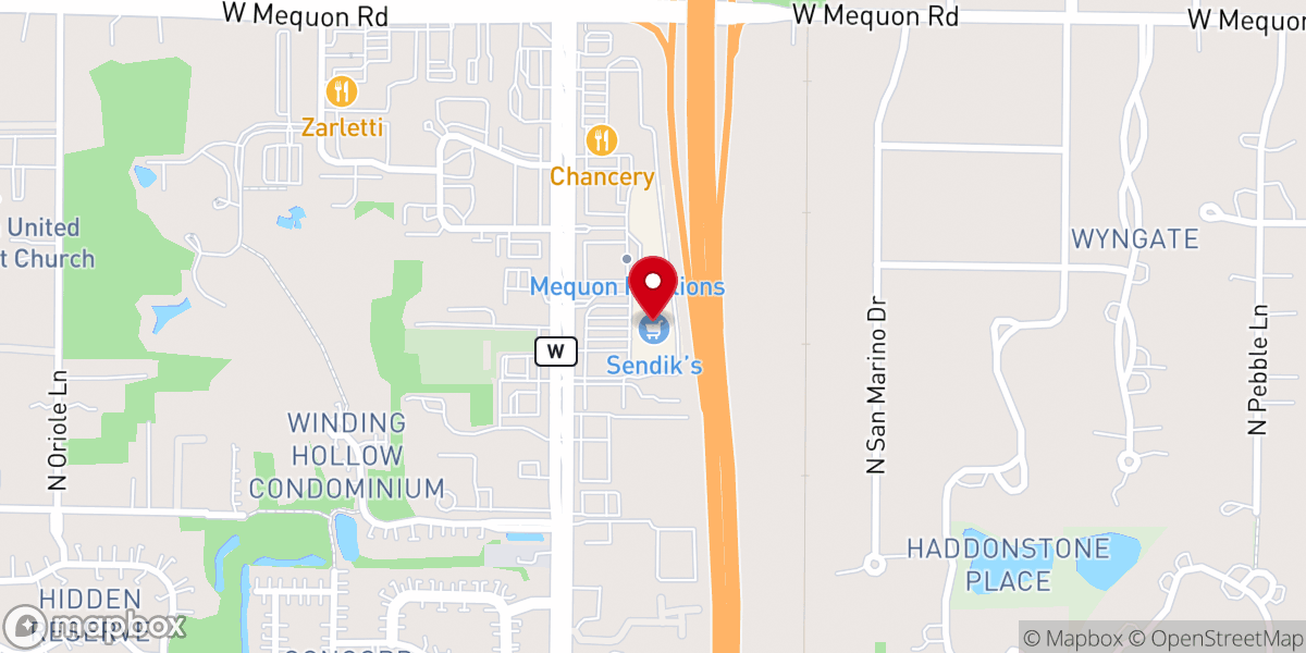 Map showing location of Mequon Pavilions