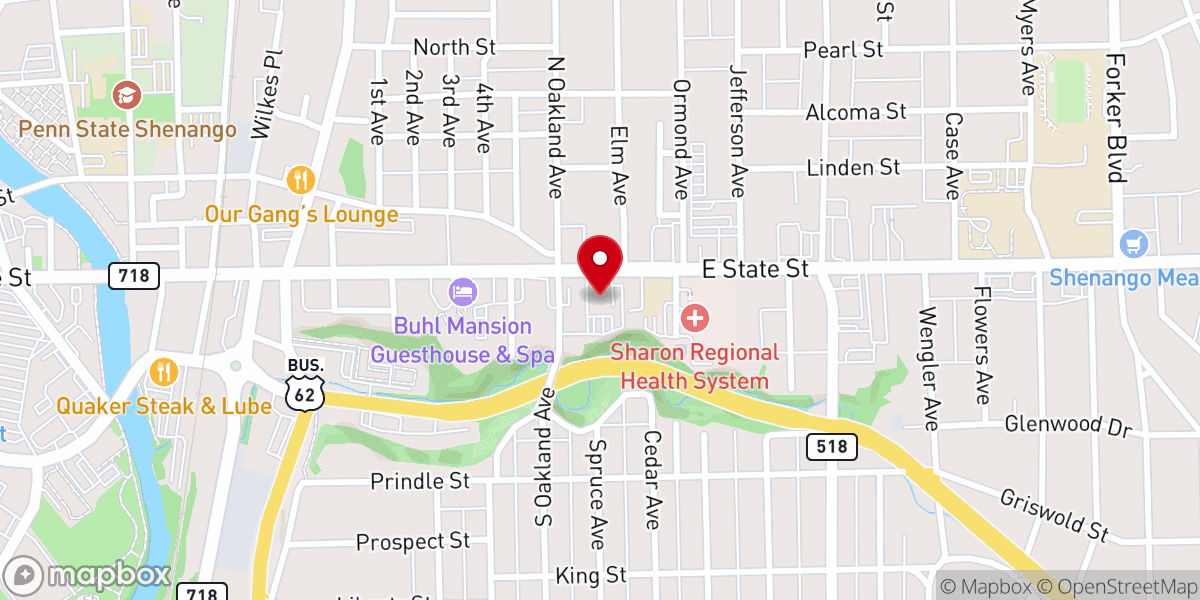 Map showing location of First Presbyterian Church