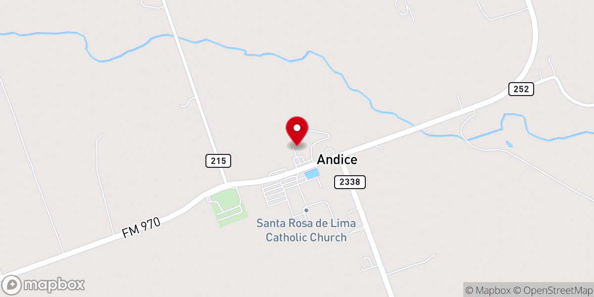 Map showing location of Andice Baptist Church