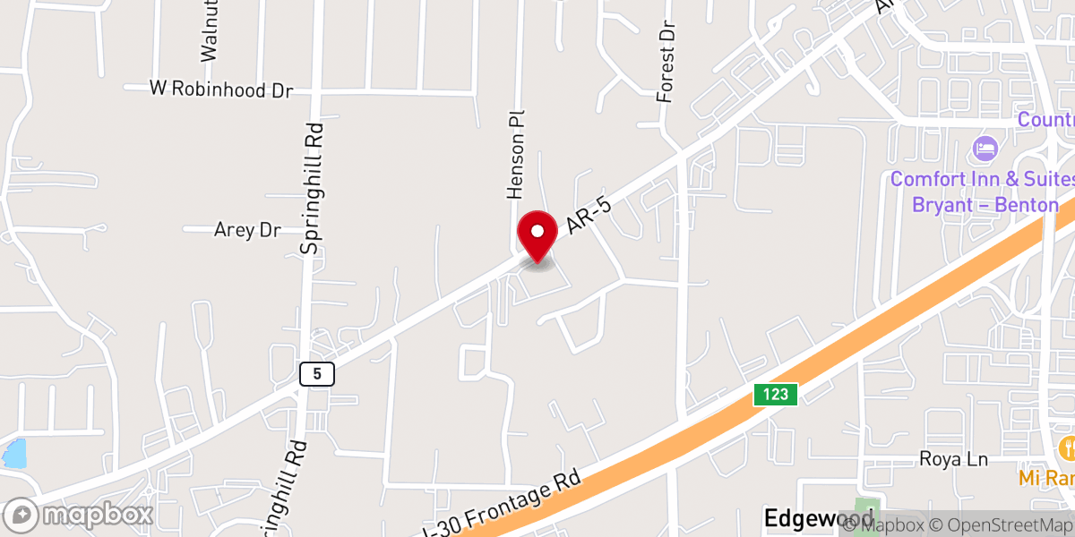 Map showing location of New Life Church Saline County