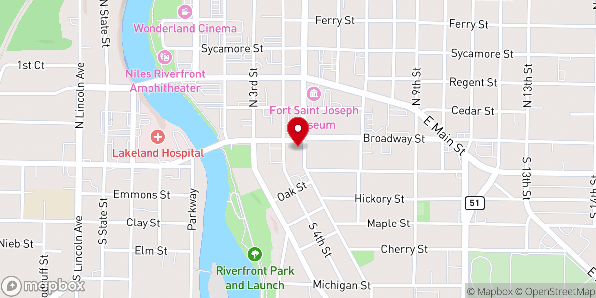Map showing location of Trinity Episcopal Church