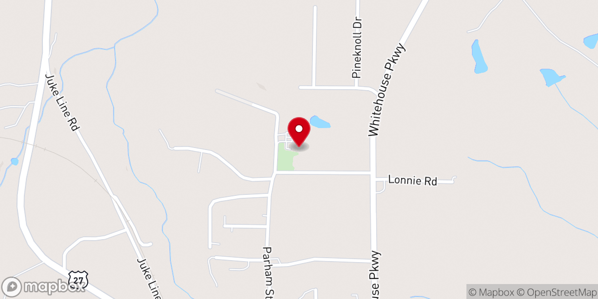 Map showing location of Leverette Hill Baptist Church