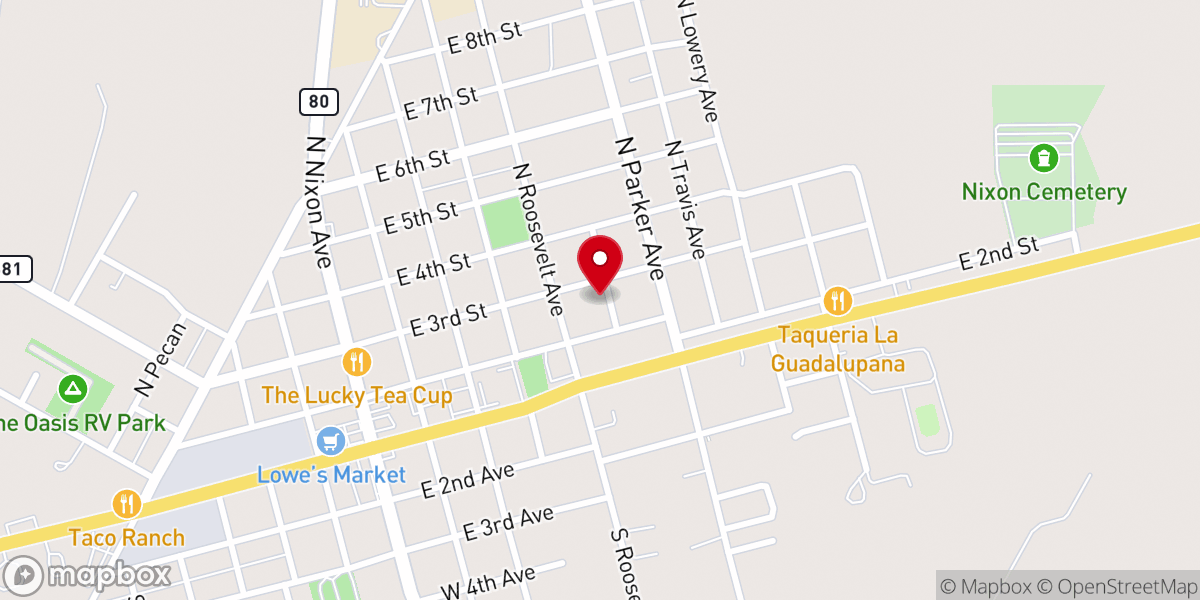 Map showing location of First Assembly of God