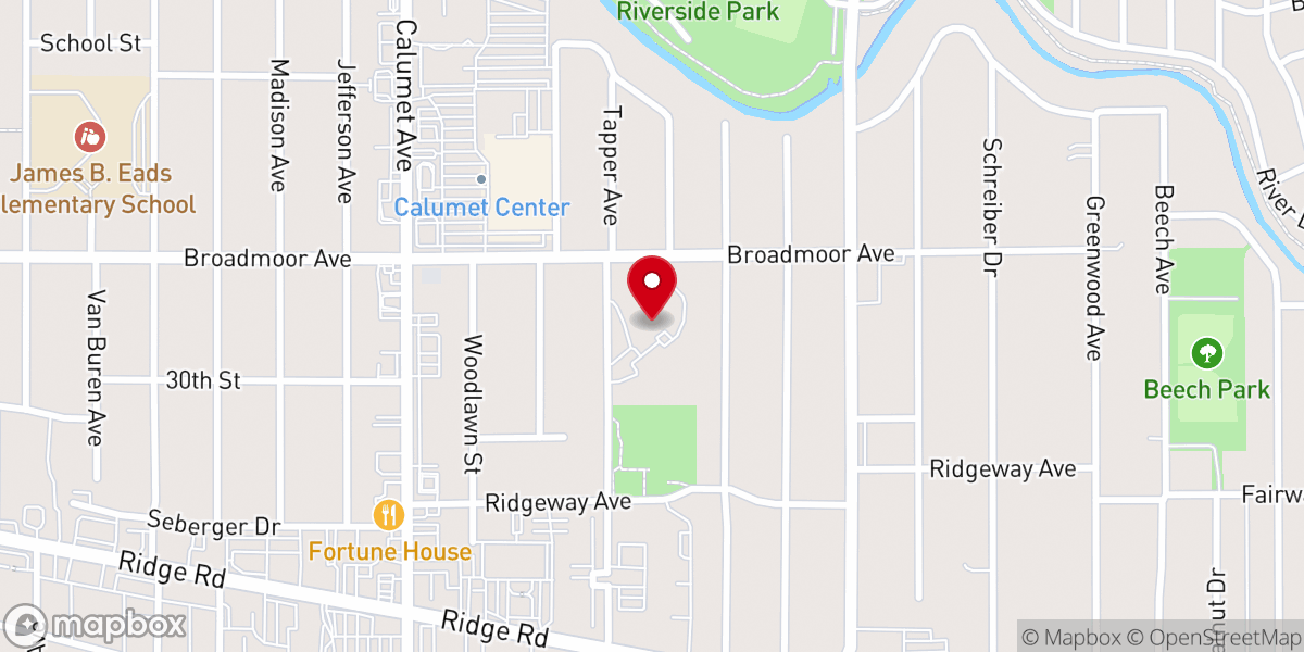 Map showing location of South Side Christian Church