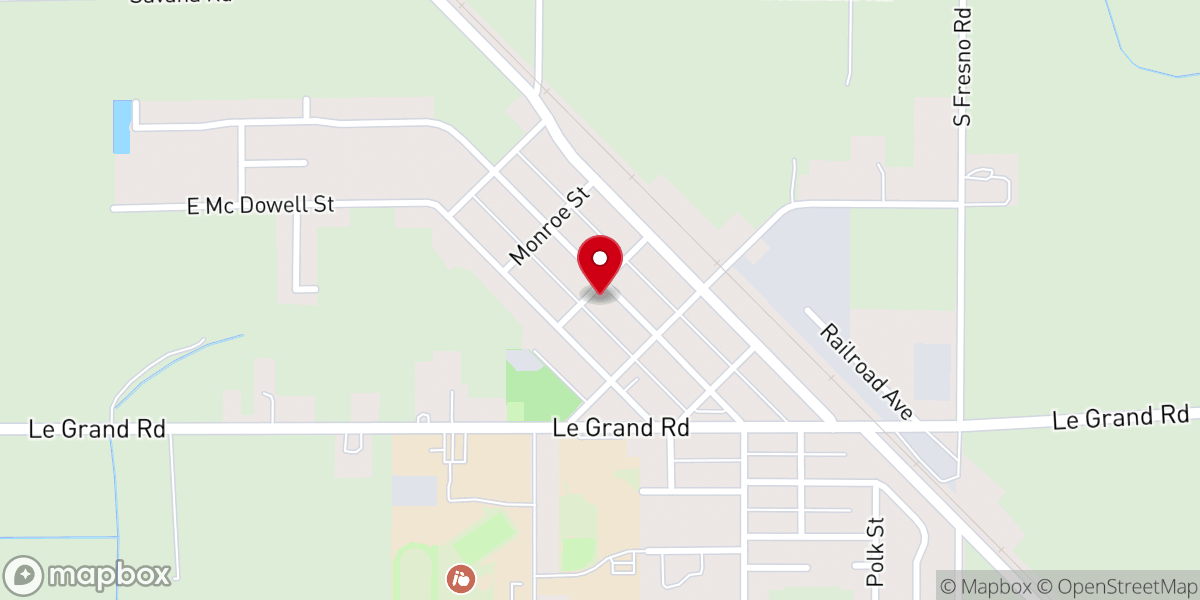Map showing location of Le Grand United Methodist Church