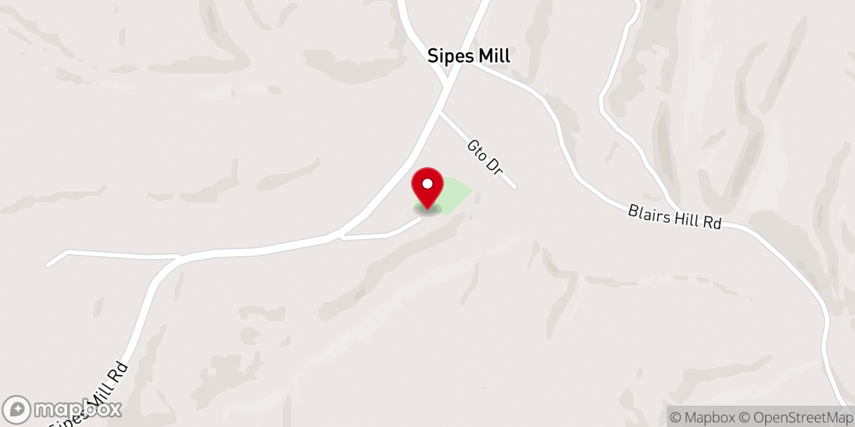 Map showing location of Sideling Hill Church