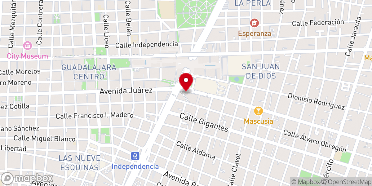 Map showing location of Parroquia de San Juan de Dios