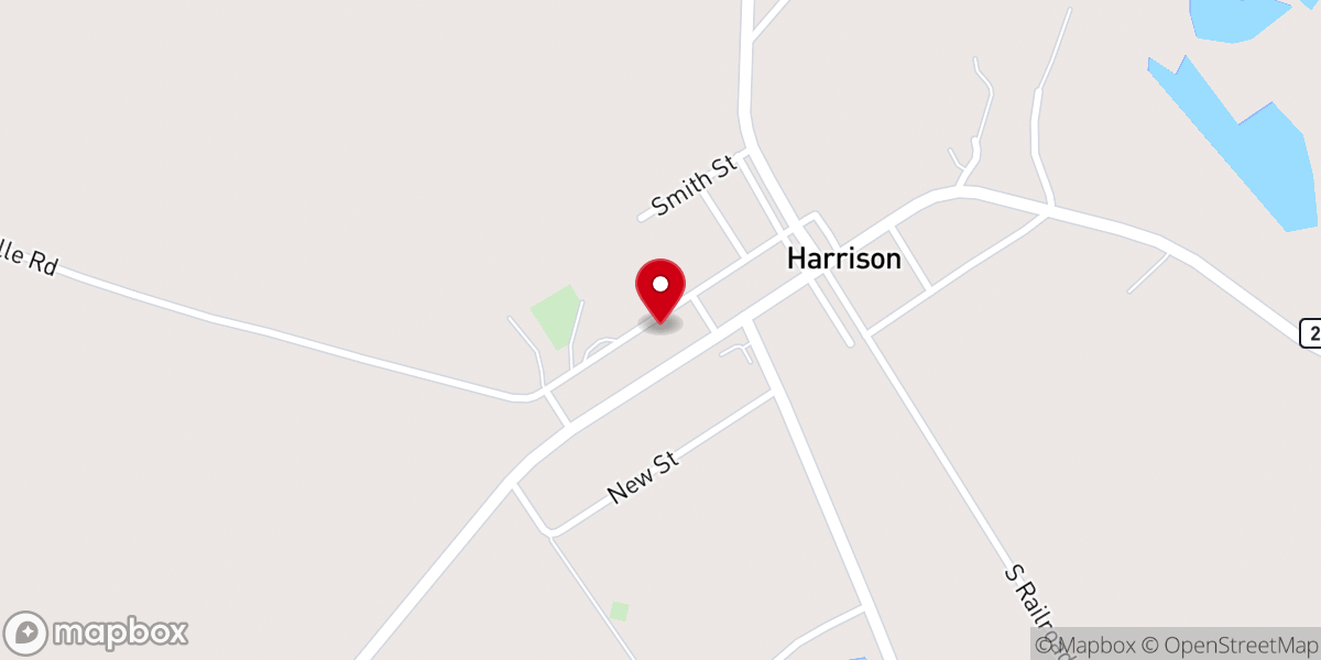 Map showing location of Harrison Baptist Church