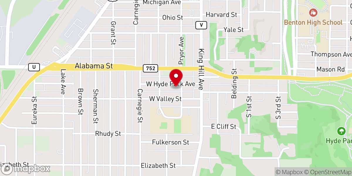 Map showing location of Hyde Valley United Methodist Church