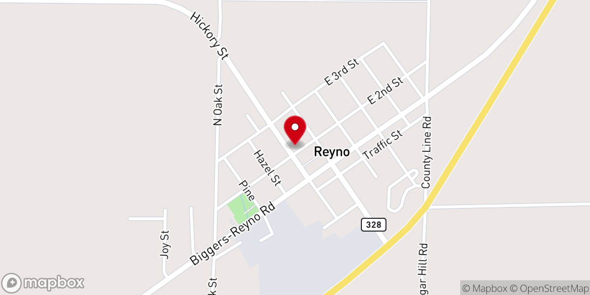 Map showing location of Reyno Church of Christ