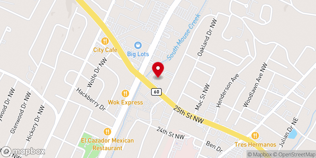 Map showing location of Mount Zion Prayer Center