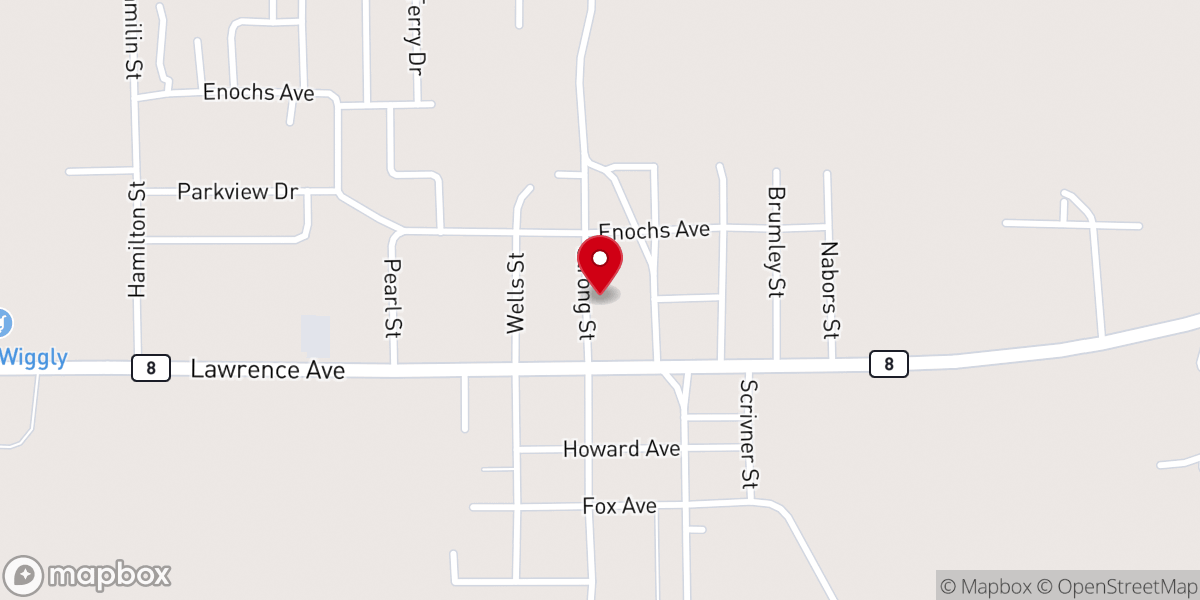 Map showing location of Oak Grove Baptist Church