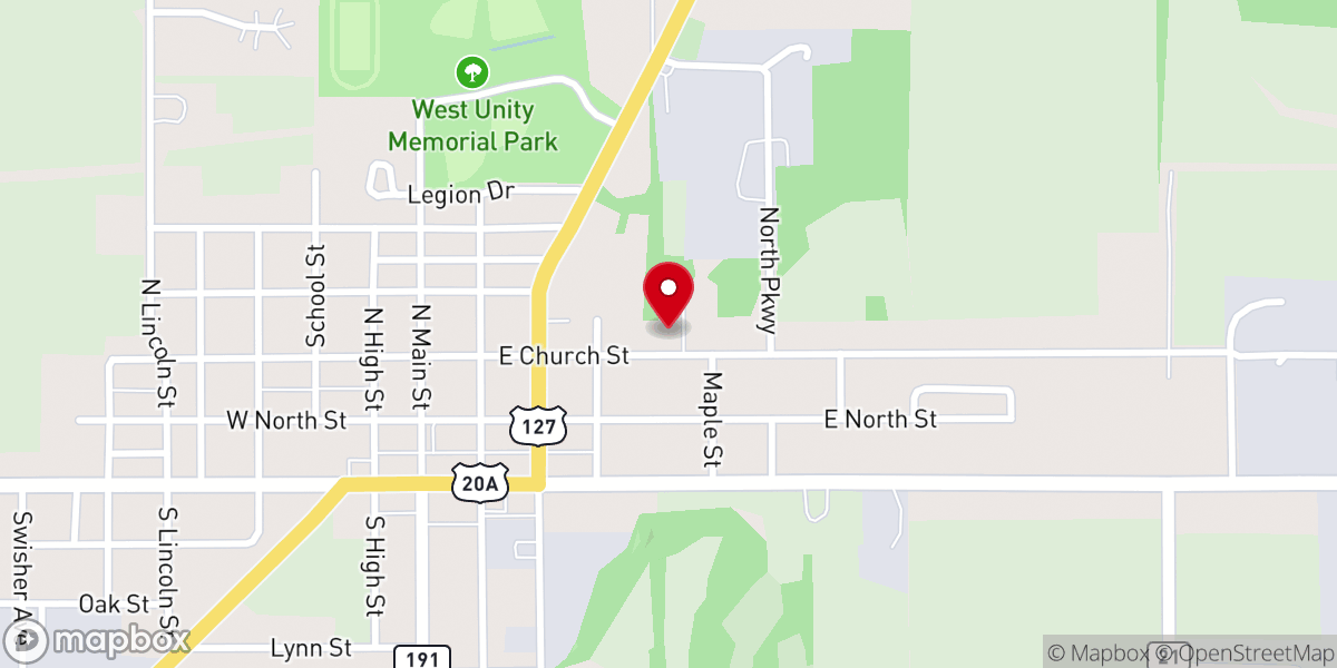 Map showing location of West Unity Apts
