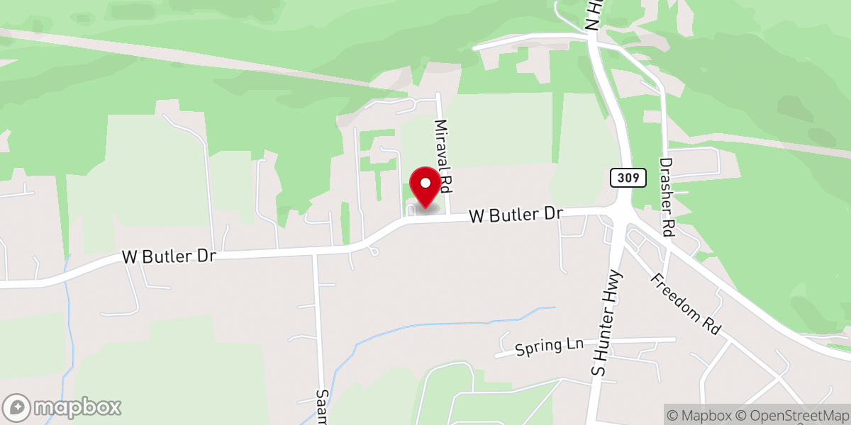 Map showing location of East Butler Chapel