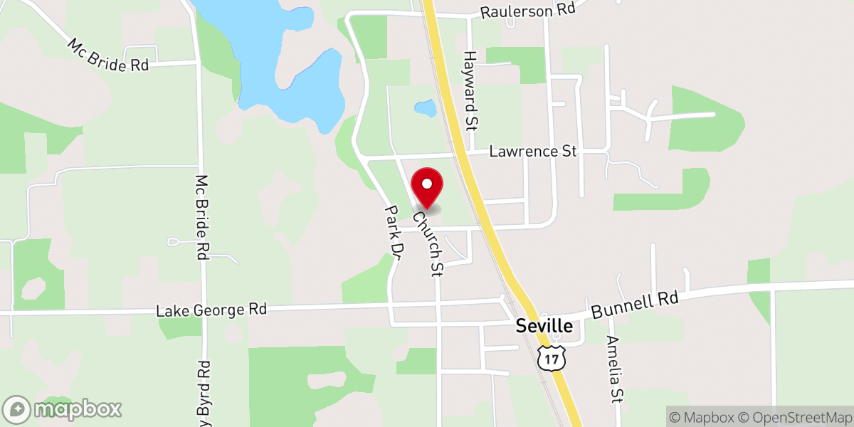Map showing location of First Baptist Church