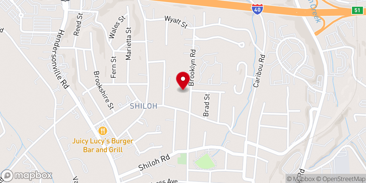 Map showing location of Brooklyn Church