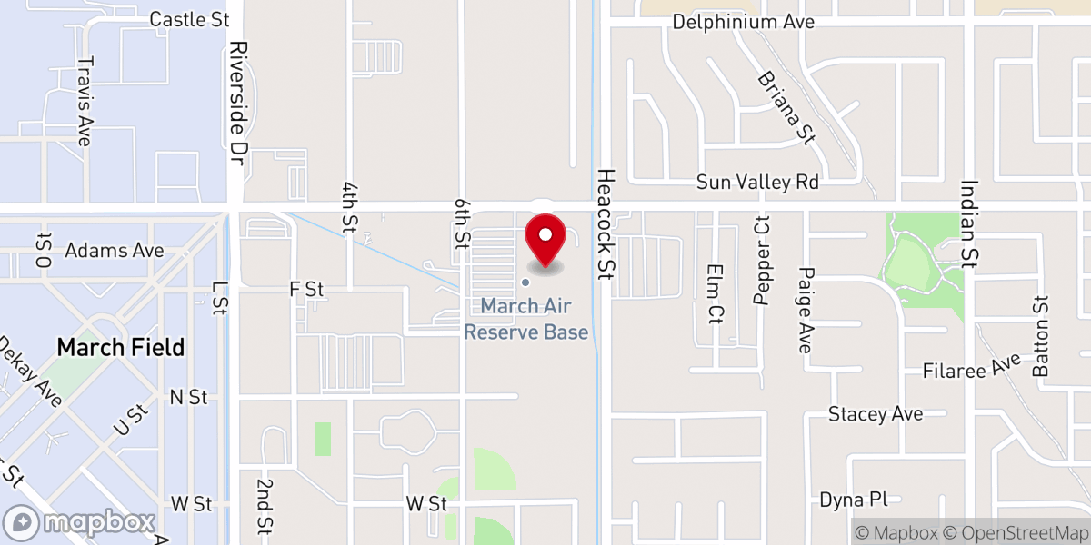Map showing location of March Air Reserve Base