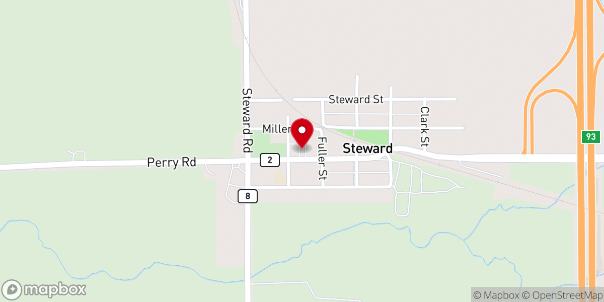 Map showing location of Steward United Methodist Church