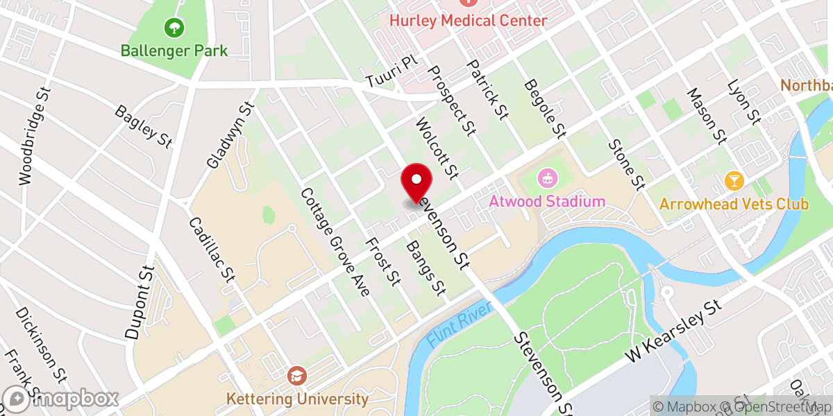 Map showing location of Greater Flint Outreach Center