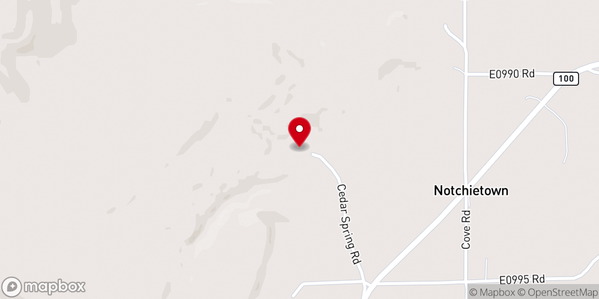 Map showing location of Cedar Springs Baptist Church