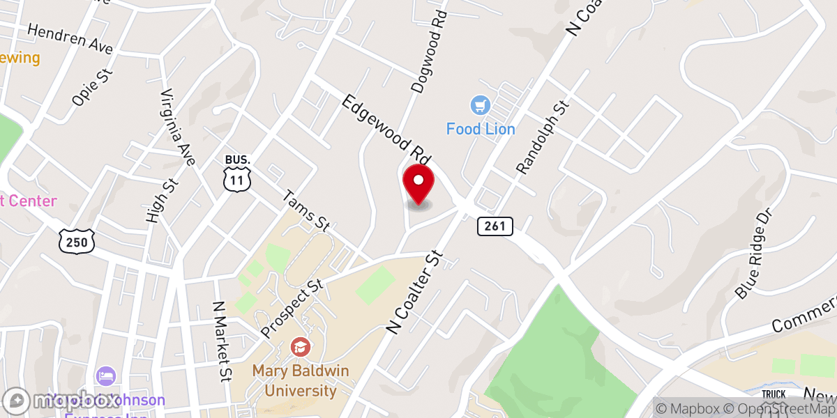 Map showing location of Staunton Grace Covenant Church